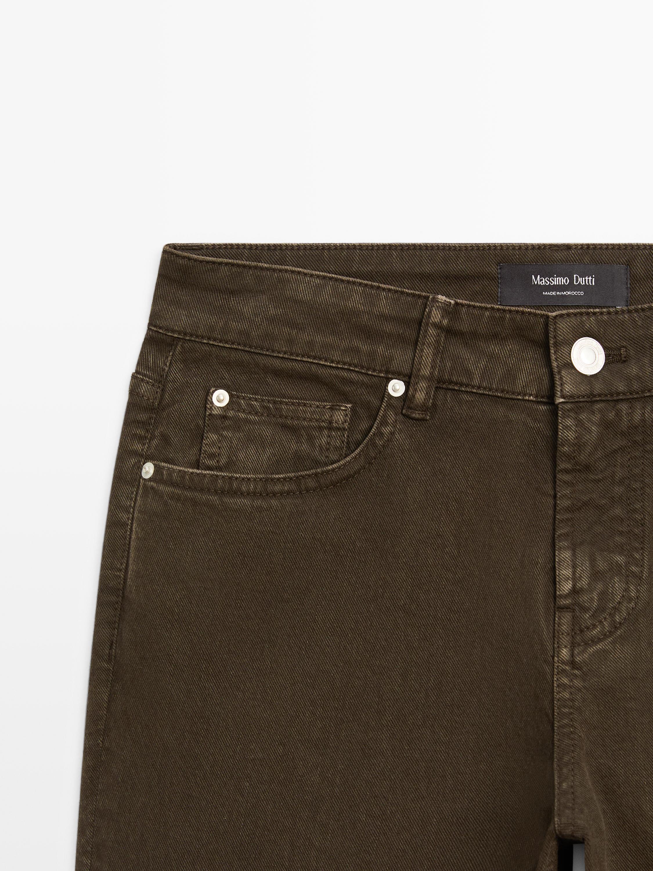 Pantalon straight effet jean mid-rise